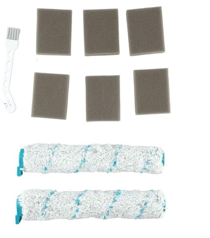 Kehrmaschinen-Zubehörset, Ersatz-Set für Reinigungsrollen, ForLeifheit Regulus/Aqua PowerVac, Bürstenwalze + Filterschwämme