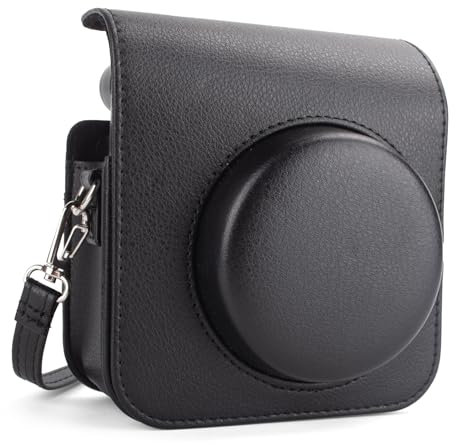 MUZIRI KINOKOO Protective Case Compatible for Instax Mini 41 Instant Camera, Retro PU Leather Camera Case for Fuji Instax Mini 41 with Photos Pocket & Adjustable Shoulder Strap - Black