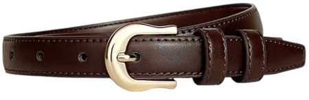 NUREINSS Damen-Gürtel aus Echtleder mit vergoldeter Schnalle für Jeans, Anzughosen & Business-Outfits, 1.8cm Breite Ledergürtel Kaffee 100cm