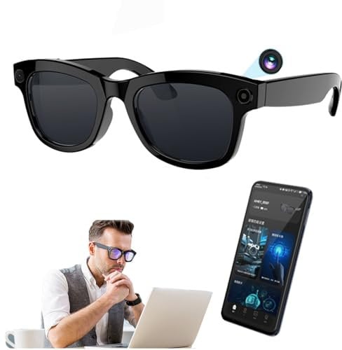 AI Smart Glasses, with HD 500W Pixels Camera & Speakers, Voice Control, WiFi and Bluetooth 5.3 Transmission, Smart Translator Glasses with App, Listen Music and Calls,B