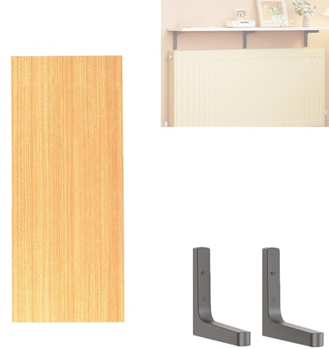YANGLLYJ Etagere Radiateur, Cache Radiateur de Panneaux de Fibres Épais et d'un Support Triangulaire en Fer Forgé, Idéale pour Le Bureau ou la Maison(Yellow,80x30cm/31x12in)