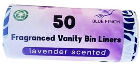 50 Flower Patterned Lavendar Scented Vanity Bin Liners, Fragranced Liner Suitable for Bedroom, Kitchen, Office, Shops, Bathroom 15L each Bin Liner (x1 pack of 50 liners)