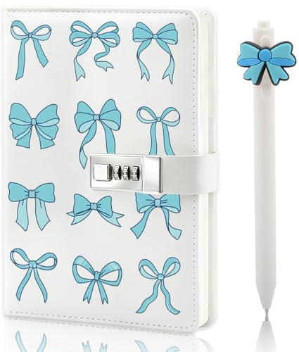 Diary with Lock for Girls Teen, Secret Diary for Girls, Gifts for Girls | Birthday Gifts for Girls 8 9 10 11 12 13 14 Year Old, Back to School Presents Girl Age 7-15,Lockable Journal Notebook Pen Bow
