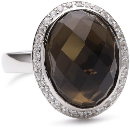 Viventy Damen-Ring 925 Sterling Silber 34 Zirkonia Weiß 1 Rauchquarz Gr. 56 (17.8) 762951