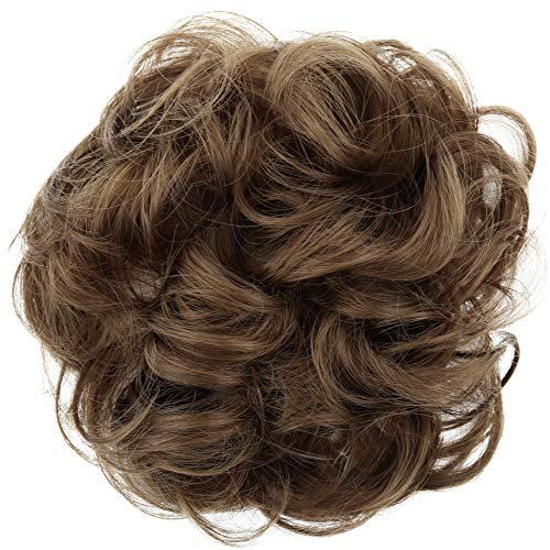 CAISHA Haarteil Haargummi Hochsteckfrisuren Brautfrisuren Voluminös Gelockt Unordentlich Dutt Kunstfaser DM15cm Mittelbraun G7A