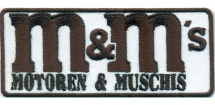 PATCH KING Aufnäher M&M Motoren und Muschis Lustige Sprüche Motorrad Biker Rocker DIY Aufbügler Flicken Stoff Abzeichen aufbügeln GTI Tuning Aufkleber Applikation Jeans Kleidung Iron on Patch 100x40mm