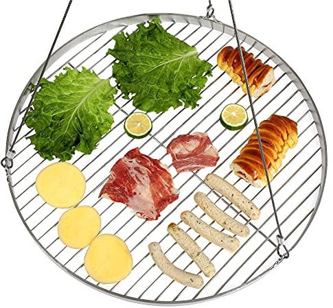DRULINE Griglia Rotondo Grill Basculante Ruggine Griglia Acciaio Inox con Cavo - Ø 50 cm