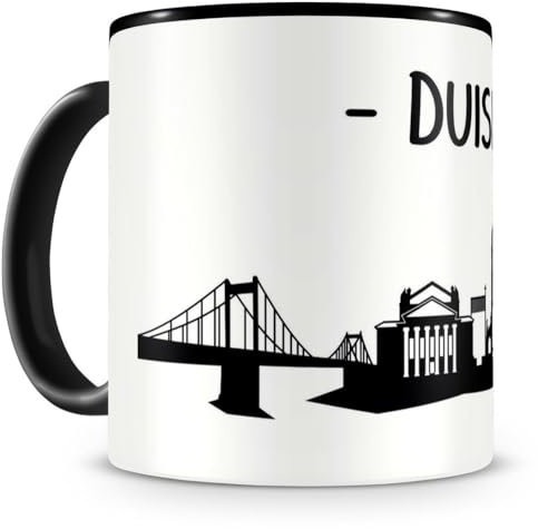 Skyline4u Geschenk Duisburg Tasse für Kaffee oder Tee 300ml schwarz