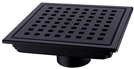 Orhemus SUS 304 - Desagüe cuadrado para suelo de ducha con rejilla extraíble de acero inoxidable de 15,24 cm de largo, acabado chapado en negro