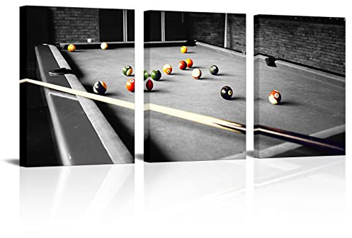VVOVV Wanddekoration, Leinwand, bedruckt, Billard, Billard, Snooker, Shooting Pool Art Home Wall Decor Bilder mit Holzrahmen, 30,5 x 40,6 cm x 3 Panels
