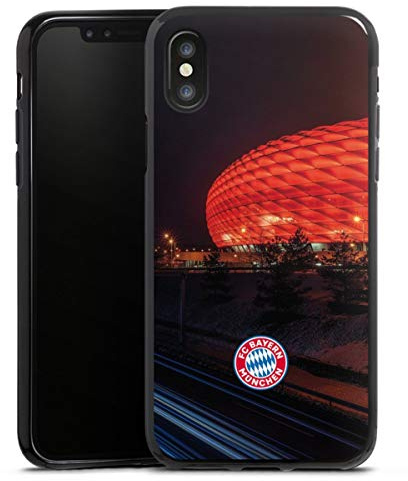 Silikon Hülle kompatibel mit Apple iPhone XS Case schwarz Handyhülle FC Bayern München FCB Stadion