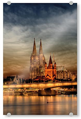 artboxONE Acrylglasbild 30x20 cm Städte KÖLN Skyline I Bild hinter Acrylglas - Bild Köln Fluss Köln