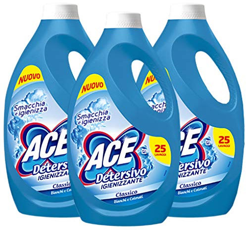ACE+ 145496 Detersivo Liquido Classico, Igienizzante 3 x 25 Lavaggi