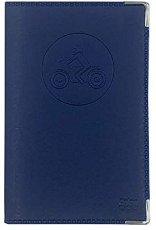 COL Porte Papier Moto Bleu Marine adapté Nouveau Format permis de Conduire étui Carte Grise Assurance Fabrication Française