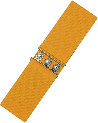 Ro Rox Retro Vintage-Stil Elastischer Weiter Gurt Gürtel - DE 32-36 - Senf (Small)
