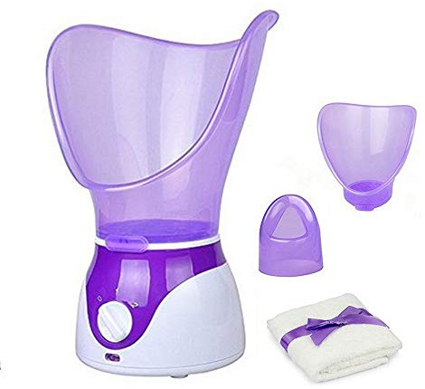 Facial Steamer Professional Steam Inhaler Facial Sauna Spa for Face Mask Moisturizer - Sinus with Aromatherapy; Pores with Timer and Extract Blackheads, Diffuser Skin Care(Purple)