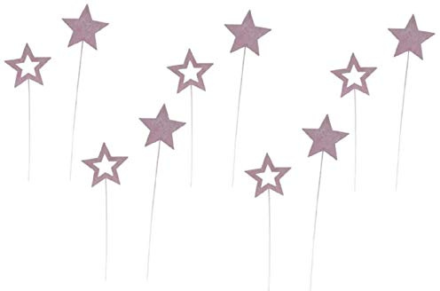 ETC weihnachtlicher Kleiner Dekostecker Blumenstecker Bastelstecker Pick Stern am Stab Dekostern aus durchgefärbtem Holz (10, rosa)