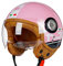 DCLINA Vintage ECE Homologué Jet Casque Moto Scooter Adulte Demi Casque, 3/4 Ouvert Visage Retro Helmet Cruiser Chopper Pilot Casque de Moto pour Homme Femme, Rose (54-60cm)