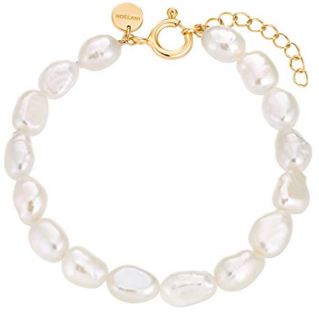 NOELANI Armband 925 Sterling Silber Damen Armschmuck, mit Süßwasserzuchtperle, 16+3 cm, Gold, Kommt in Schmuck Geschenk Box, 2031715