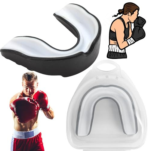 Protege Dent Boxe, Silicone Moulable Confortable Noir pour Homme,Femme,Gouttiere Dentaire Protège Dents,Rugby,Boxe,Thai,Football Americain,UFC