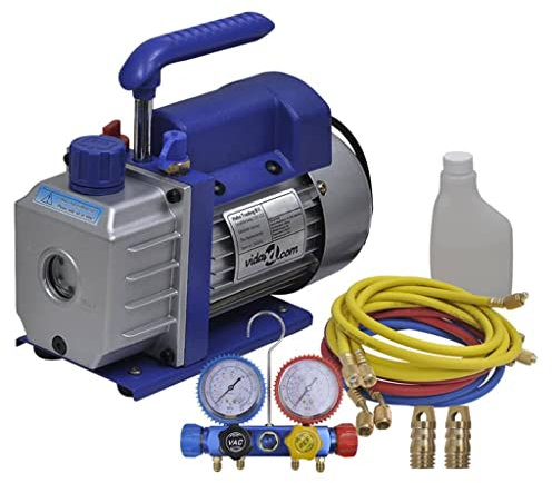 Tidyard 4-Wege-Verteiler Vakuumpumpe Manifold Gauge Set Klimaanlage Kältemittel Aufladeschlauch mit Messgerät Geeignet für Kältemittel R134, R410a, R22 und R407c