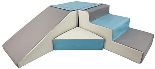 4 Großbausteine Schaumstoffbausteine Spielbausteine Bauklötze Rutsche-Set (Farbe: weiß, hellblau, grau)