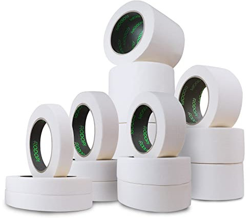 RODOPI Kreppband SplashGuard 19mm 25mm 36mm 50mm 100mm Malerkrepp 50m Rolle Abklebeband leicht abtrennbar Malerband Beige Abdeckband für Maler Kreppbänder (100mm, 6 Rollen)