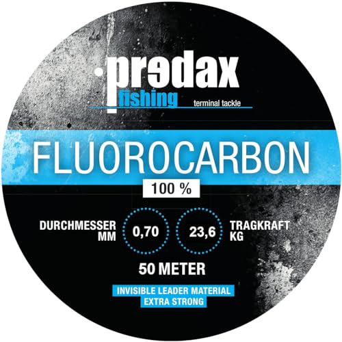 Predax Fluorocarbonschnur 0,70mm 23,6kg - 50m Fluorocarbon Schnur, Angelschnur zum Binden von Vorfächern zum Zander- & Hechtangeln