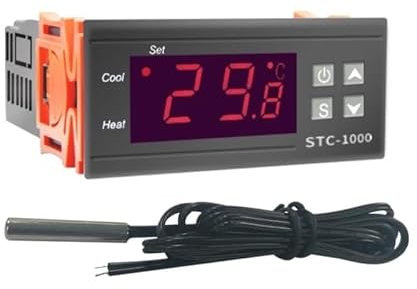 Taikuwu Temperaturregler AC 110V-220V Celsius Allzweck Digitaler Thermostat Temperaturkalibrierung mit NTC-Sensor Sonde für Fermentation Hatch Freezer Heizen/Kühlen