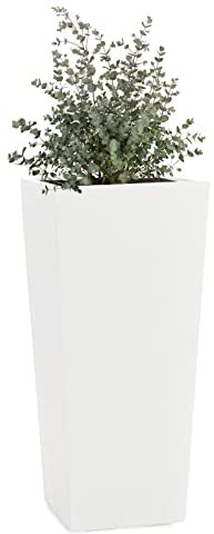 Pflanzwerk® Fioriera Vaso da Fiori Conic 60x28x28cm Bianco *Resistente al Gelo* *Europea di qualità* *Protezione UV*
