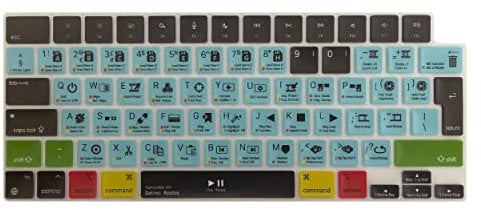 MiNGFi Silikon Davinci Resolve Tastenkombinationen Tastaturschutz für MacBook Pro/Max 14&16 M1-M4(A3185 A2485 A2780 A2991 A3403 A3186) Air 13,6&15,3 M2-M4(2022-2025) EU/ISO Tastaturlayout