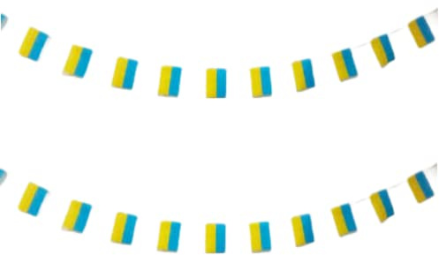 Pandiui23 Ukraine-Flagge 40 Stück, Ukraine-Girlande 11,4 m, Nationalflagge, Europaflaggen, 14 x 21 cm, Synthetik, Rechteckig, Blau und Gelb
