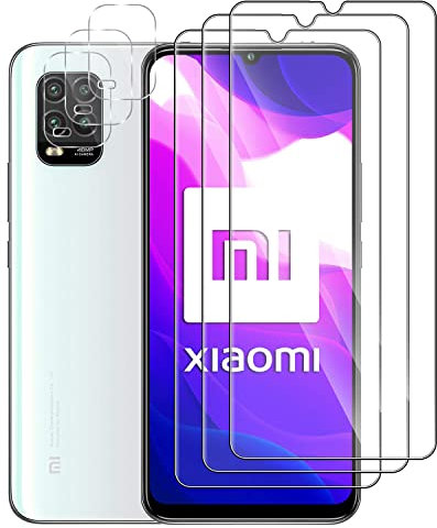 Pcircb [3 Piezas] Protector de Pantalla para xiaomi mi 10 lite 5G +[3 Piezas] Protector de Lente de cámara, Cristal Templado [Sin Burbujas] [9H Dureza] HD Cristal Vidrio Templado