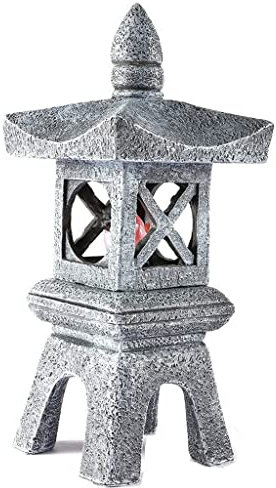 Pagoda Solar, Lámpara Japonesa para Exteriores, Japonés Estatua De Jardín Interior Zen Linterna Solar De La Pagoda De Piedra Del LED De La Resina para Paisaje Balcón Jardín Patio Porche
