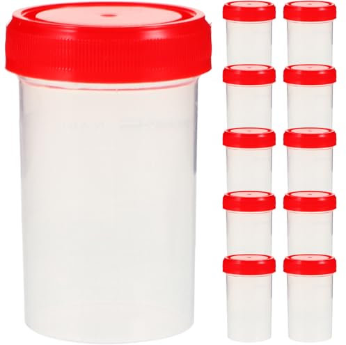 Healvian Specimen Cups with Lids 15pcs Clear Urine Collection Cup 60ML Urine Sample Jar Containers for Pee Semen Sperm Sample Testing (Random Color)