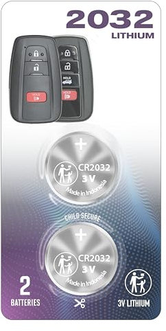 (2 Pack) CR2032 2032 Smart Remote Key Fob OEM Battery fits Key case Shell (2016-2021) for Toyota 86 Avalon C-HR Camry Corolla Highlander Prius Prime Rav4 (3 or 4 Button) Smart Key Remote Fob HYQ14FBC