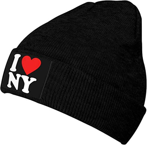 I Love NY New York Strickmütze Herren Damen Winter Warme Strickmütze Schwarz, Fotofarbe, One size