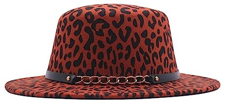 Fedora Trilby Filzhut Hut Modischer Flacher Zylinder Lässiger Hut Damen Gürtelschnalle Große Krempe Filzhut M (56-58 cm) A