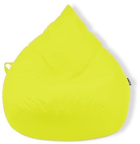Droplet-Lounge Tropfenform Sitzsack mit Füllung | für Kinder Erwachsene | Indoor & Outdoor geeignet | Wasser-& Schmutzabweisend | Sitzkissen Bodenkissen Beanbag (XL Durchmesser 70 cm, Lime)