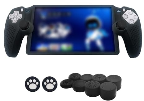 MOJOXR Silikon-Schutzhülle und Stickkappen, kompatibel mit PlayStation Portal, rutschfeste Schutzhülle und 10 Daumengriffkappen, Zubehör für PS Portal Remote Player (schwarz)