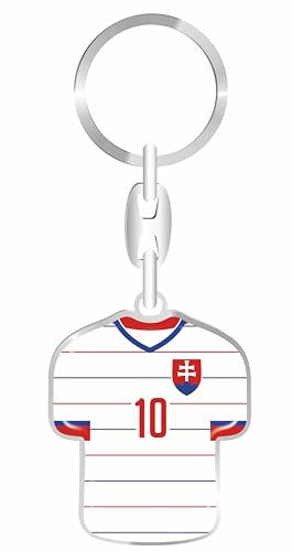 daged Slowakei Trikot Schlüsselanhänger Mit Sticker WM Fussball - Metall-Keyholder 3D Effekt. World Cup Design