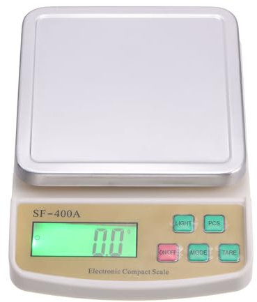 sourcing map Digitale Küchen Waage 5kg/1g USB Elektronische Lade Waage mit LCD-Display und Edelstahl Schale zum Kochen und Backen Braun
