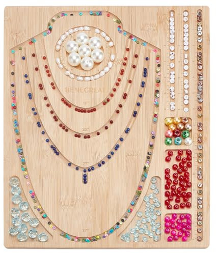 BENECREAT 30x38cm Wooden Bead Design Board Bead Making Supplies Beading Trays Mats for Bracelet Necklaces Jewelry Making DIY Design 1cm Thick