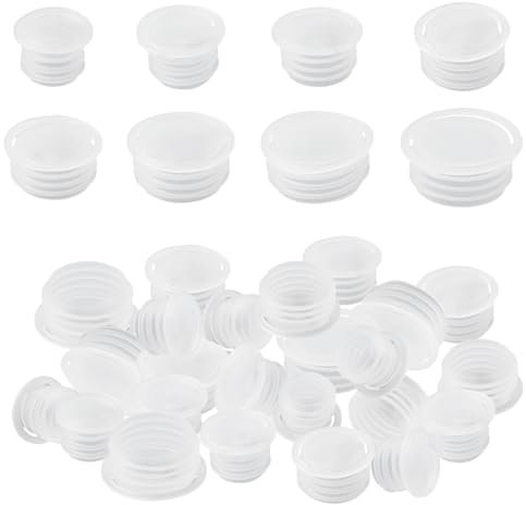 UFURMATE Salt Shaker Stopper with Pull Ring, 240Pcs Plastic Salt Shaker Plugs Transparent Salt and Pepper Shaker Stoppers Round End Cap Replacement for Pots Bottles Pipes (8 Size)