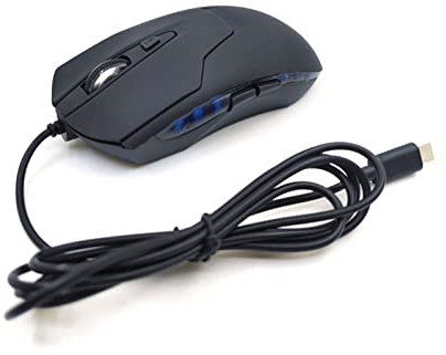 Saiyana Ratón tipo C USB C para juegos, ergonómico, luz azul RGB, 2400 DPI, 6 botones, para Windows, PC, portátil, gamer