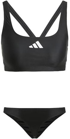 adidas Mujer 3 Stripes V-Back Bikini, Black/White, 30
