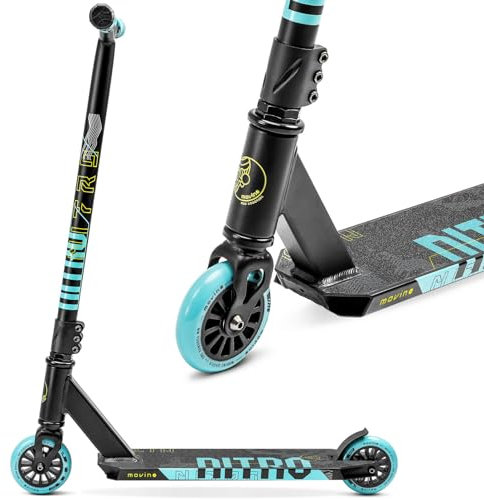 Movino Nitro Stunt Scooter Roller Professioneller Freestyle Trick Scooter für Jugendliche & Erwachsene ABEC9 Kickscooter mit 100mm Rad 6061 Aluminium-Deck Tragfähigkeit: 100 kg