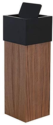 SOSCU Müll-Recycling-Behälter, quadratischer Holz-Mülleimer, moderner Mode-Mülleimer mit Schwingdeckel, Holz-Papierkorb, Recycling-Behälter für Büro, Wohnzimmer, Schlafzimmer, Küche, Mülleimer