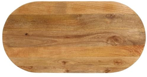 vidaXL Tablero de Mesa Ovalado de Madera Maciza de Mango 140x50x3,8 cm - Superficie para Mesa de Centro