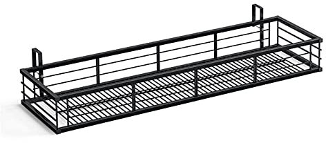 ASHILD Hängende Blumenkörbe aus Eisen, Pflanzenhalter über Geländer, Metall-Topfständer, Balkon-Hängegeländer, Pflanzenkorb, Blumentopfhalter für Terrasse, Balkon, Veranda, Zaun, Schwarz, 80